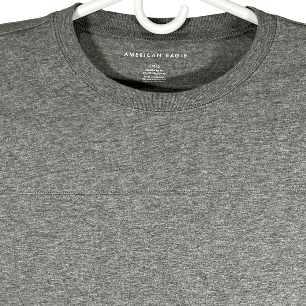 American Eagle Mens Gray Varsity Stripe Long‎ Sleeve T-Shirt Large Preppy